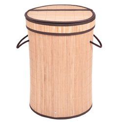 Round Bamboo Laundry Basket with Lid