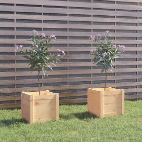 Garden Planters 2 pcs 15.7"x15.7"x15.7" Solid Wood Pine