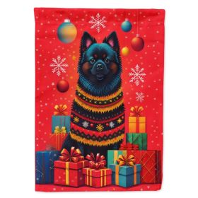 German Spitz Holiday Christmas House Flag Large Porch Sleeve Pole Decorative Outside Yard Banner Artwork Wall Hanging, Polyester, House Size, Mul (Option: default)
