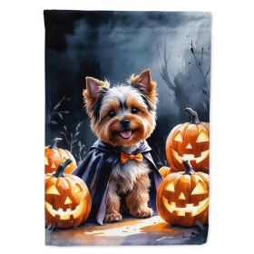 Yorkshire Terrier Puppy Halloween House Flag Large Porch Sleeve Pole Decorative Outside Yard Banner Artwork Wall Hanging, Polyester, House Size, (Option: default)