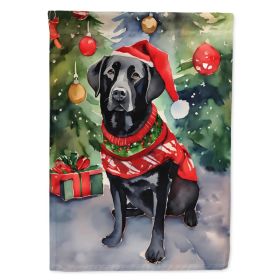 Black Labrador Retriever Christmas House Flag Large Porch Sleeve Pole Decorative Outside Yard Banner Artwork Wall Hanging, Polyester, House Size, (Option: default)