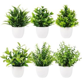 Artificial Potted Plants 6 Units, Small Faux Greenery For Home, Office, Desk, Table, Bathroom And Indoor Decor (Option: MULTI)