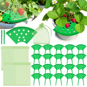 8Set Home Strawberry Planting Kit With 2 Sturdy Legs Inchlde 16 Strawberry Plant Supports 40 Insect-proof Mesh Bag Reusable Strawberry Growing Ra (Option: 8Set)