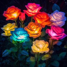 Solar Lights Outdoor Waterproof for Garden Decor, 4 Pack Solar Garden Lights for Outside, Outdoor Solar Lights for Yard with Solar Flowers Lights (Option: 4pcs)