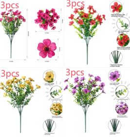 Artificial Outdoor UV-proof Decorative Simulation Green Plant Plastic Flowers (Color: Set)