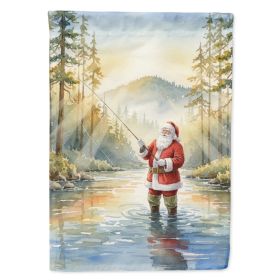 Santa Claus Fly-Fishing at Sunrise Christmas House Flag Large Porch Sleeve Pole Decorative Outside Yard Banner Artwork Wall Hanging, Polyester, H (Option: default)