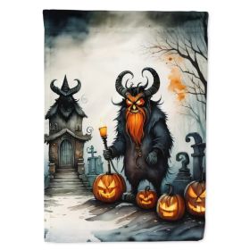 Krampus The Christmas Demon Spooky Halloween House Flag Large Porch Sleeve Pole Decorative Outside Yard Banner Artwork Wall Hanging, Polyester, H (Option: default)