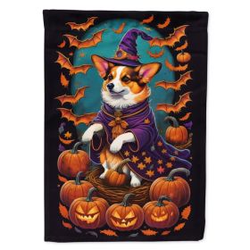 Corgi Witchy Halloween House Flag Large Porch Sleeve Pole Decorative Outside Yard Banner Artwork Wall Hanging, Polyester, House Size, Multicolor (Option: default)