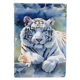 White Tiger House Flag Large Porch Sleeve Pole Decorative Outside Yard Banner Artwork Wall Hanging, Polyester, House Size, Multicolor (Option: default)