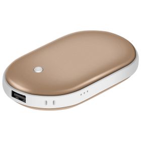 1Pc Portable Hand Warmer 5000mAh Power Bank Rechargeable Pocket Warmer Double-Sided Heating Handwarmer (Option: Gold)
