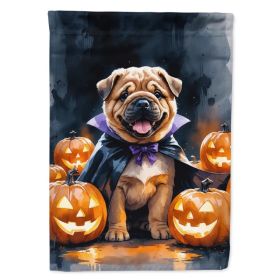 Shar Pei Puppy Halloween House Flag Large Porch Sleeve Pole Decorative Outside Yard Banner Artwork Wall Hanging, Polyester, House Size, Multicolo (Option: default)