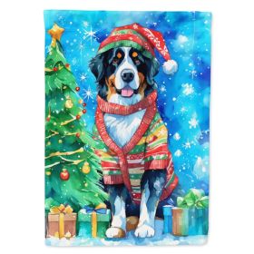 Bernese Mountain Dog Christmas House Flag Large Porch Sleeve Pole Decorative Outside Yard Banner Artwork Wall Hanging, Polyester, House Size, Mul (Option: default)