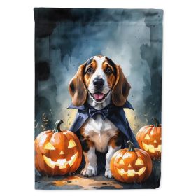 Basset Hound Puppy Halloween House Flag Large Porch Sleeve Pole Decorative Outside Yard Banner Artwork Wall Hanging, Polyester, House Size, Multi (Option: default)