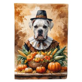 White Boxer Thanksgiving House Flag Large Porch Sleeve Pole Decorative Outside Yard Banner Artwork Wall Hanging, Polyester, House Size, Multicolo (Option: default)