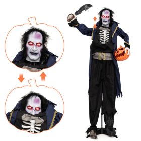 6 Ft Animated Halloween Vampire Pirate Decoration With Pop-up Head (Option: Dark blue)