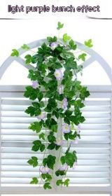Simulation Plant Morning Glory Ratten For Wall Hanging Decoration (Color: Light Purple)