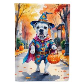 White Boxer Halloween Trick or Treat House Flag Large Porch Sleeve Pole Decorative Outside Yard Banner Artwork Wall Hanging, Polyester, House Siz (Option: default)