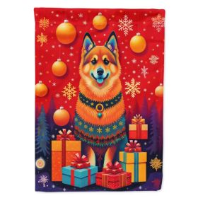 Finnish Spitz Holiday Christmas House Flag Large Porch Sleeve Pole Decorative Outside Yard Banner Artwork Wall Hanging, Polyester, House Size, Mu (Option: default)