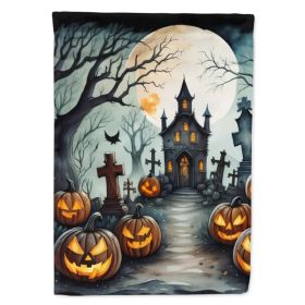 Graveyard Spooky Halloween House Flag Large Porch Sleeve Pole Decorative Outside Yard Banner Artwork Wall Hanging, Polyester, House Size, Multico (Option: default)