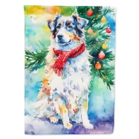 Australian Shepherd Christmas House Flag Large Porch Sleeve Pole Decorative Outside Yard Banner Artwork Wall Hanging, Polyester, House Size, Mult (Option: default)