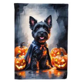 Scottish Terrier Puppy Halloween House Flag Large Porch Sleeve Pole Decorative Outside Yard Banner Artwork Wall Hanging, Polyester, House Size, M (Option: default)