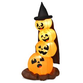 7 Feet Halloween Inflatable Pumpkin Combo With Witch's Hat And LED Lights (Option: As pictures show)