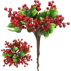 Artificial Red Berry Christmas Picks 6 Units, Faux Berry Stems For Christmas Tree, Wreaths, Garlands, Vases And Holiday Decor (Option: MULTI)