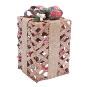 Xmas Present Box Decoration Under The Xmas Tree Present Box With Berries Pine Cones Bow For Indoor Outdoor Party Yard Lawn Porch Decor (Option: default)