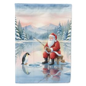 Santa Claus Ice Fishing on the Lake Christmas House Flag Large Porch Sleeve Pole Decorative Outside Yard Banner Artwork Wall Hanging, Polyester, (Option: default)