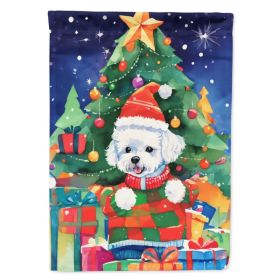 Bichon Frise Christmas House Flag Large Porch Sleeve Pole Decorative Outside Yard Banner Artwork Wall Hanging, Polyester, House Size, Multicolor (Option: default)