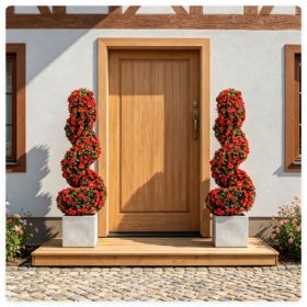 2 Pack Realistic Lifelike Faux Spiral Plant, All-Weather PE Artificial Flower Shrub For Indoor Outdoor Home Garden Decoration - Red (Option: default)