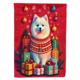 Japanese Spitz Holiday Christmas House Flag Large Porch Sleeve Pole Decorative Outside Yard Banner Artwork Wall Hanging, Polyester, House Size, M (Option: default)