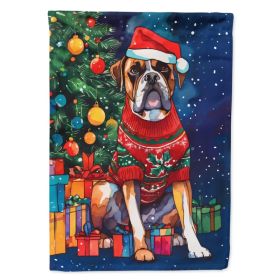 Boxer Christmas House Flag Large Porch Sleeve Pole Decorative Outside Yard Banner Artwork Wall Hanging, Polyester, House Size, Multicolor (Option: default)