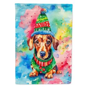 Dachshund Christmas House Flag Large Porch Sleeve Pole Decorative Outside Yard Banner Artwork Wall Hanging, Polyester, House Size, Multicolor (Option: default)