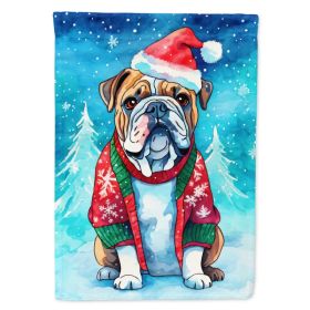 English Bulldog Christmas House Flag Large Porch Sleeve Pole Decorative Outside Yard Banner Artwork Wall Hanging, Polyester, House Size, Multicol (Option: default)