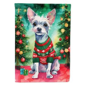 Chinese Crested Christmas House Flag Large Porch Sleeve Pole Decorative Outside Yard Banner Artwork Wall Hanging, Polyester, House Size, Multicol (Option: default)
