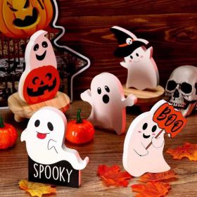 5pcs Cute Ghost Table Sign Festival Decoration PVC Spooky Desk Ornaments Table Sign For Theme Party (Option: default)